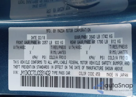 2018 Mazda Cx-3 Touring из США, поврежденный, VIN JM1DKDC70J0331402